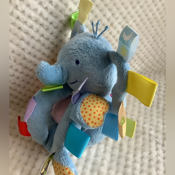 TaGgiEs Plush Blue Elephant Rattle Stuffed Animal Crinkle Baby Toy - Picture 3 of 9